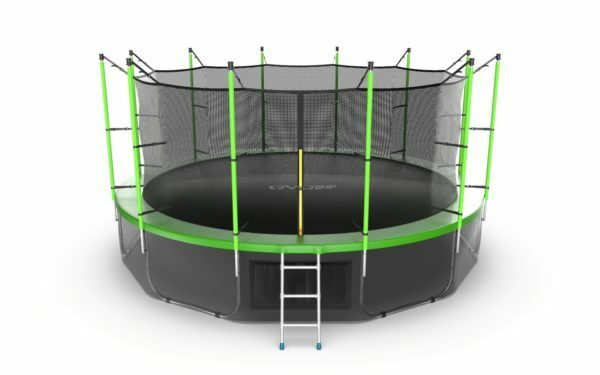 Картинка 3 - EVO JUMP Internal 16ft (Blue) + Lower net. Батут с внутренней сеткой и лестницей, диаметр 16ft (синий/зелёный).